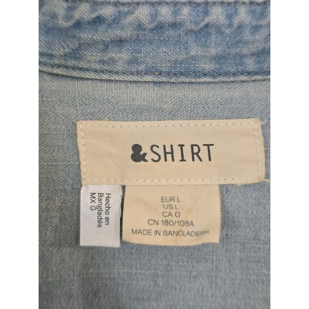 & Other Stories Denim Western Shirt Womens Large Chambray Snap Button Blue - Picture 10 of 11